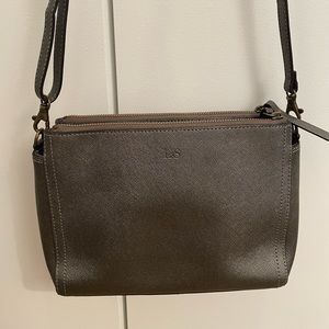 Lo & Sons Pearl cross body bag in graphite saffiano leather
